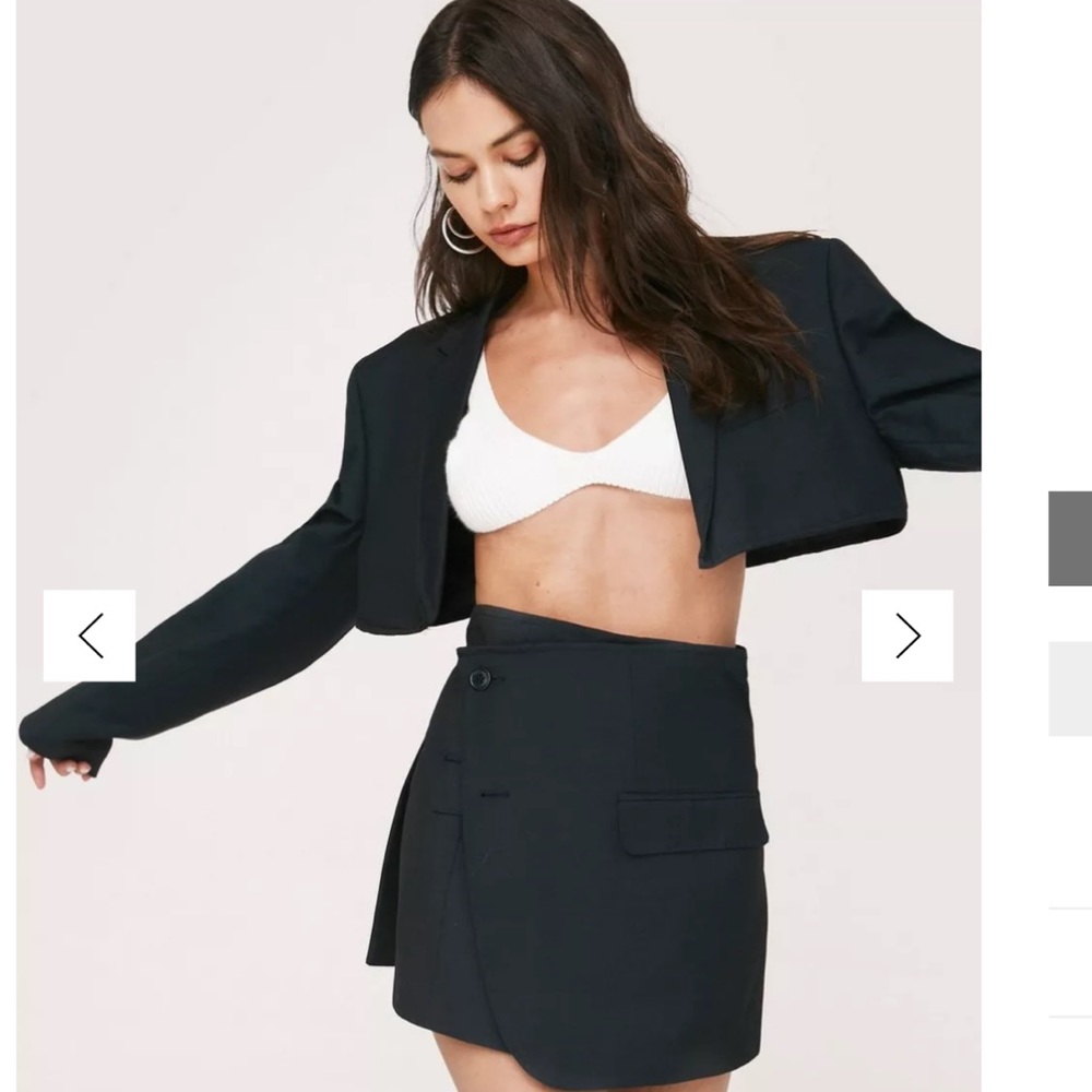 Vintage Shoulder Pad Cropped Tailored Blazer + Skirt (Set) Size L, NWT.